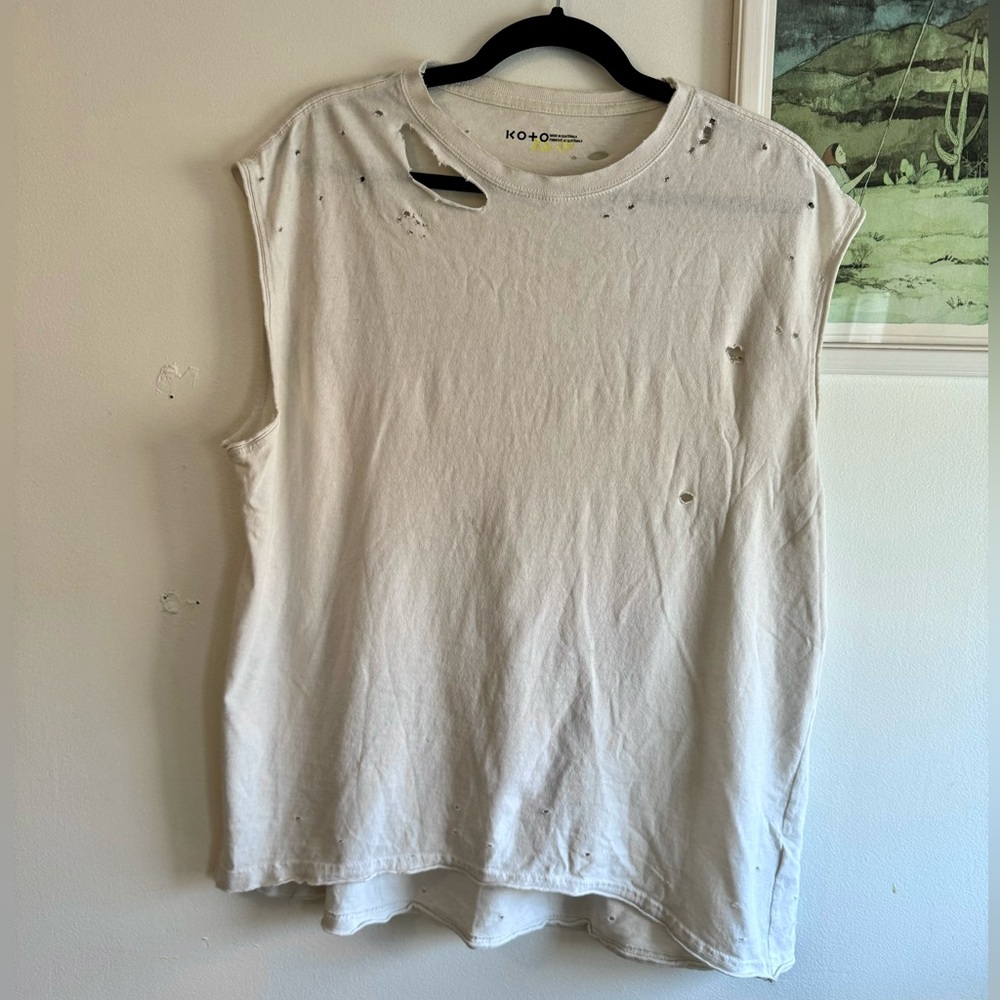Koto x Urban Outfitters Oversized Distressed Muscle Tank